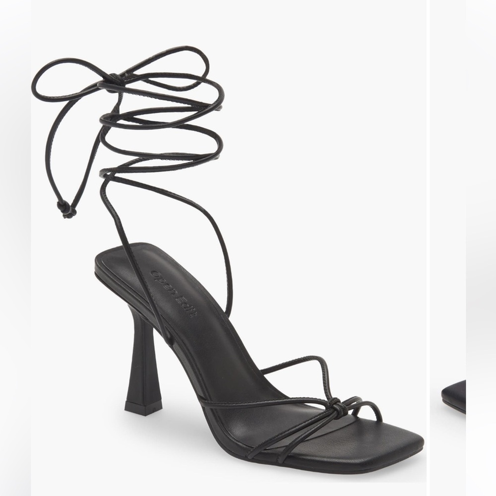 Chic Black Lace-Up Heels by Open Edit - Picture 4 of 8